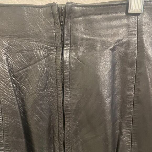 Vintage Byrnes & Baker Black Leather Pencil Skirt High-Waisted Knee Length SZ 6 - Picture 4 of 9